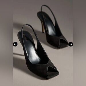 Reformation Black Suede Slingback Heels